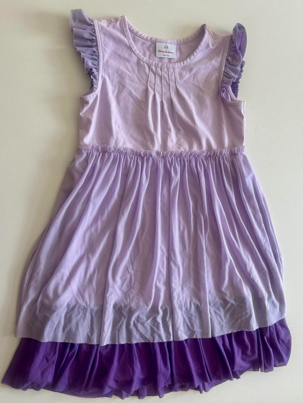 Hanna Andersson Purple Layered Tulle Short Sleeve Ruffle Dress - Size 140 / 10